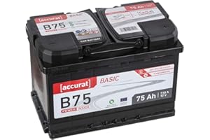 ‎ACCURAT Accurat Basic B75 Autobatterie - 12V, 75Ah, 710A, zyklenfest, wartungsfrei, 30% mehr Startleistung, Ca-Technologie, Pluspol rechts- Starterbatterie, Nassbatterie, Blei-Säure Batterie