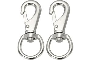 PATIKIL 2Pcs Flag Swivel Snap Clips, 2.7 Inch Heavy Duty Alloy Flag Pole Hooks Stainless Flagpole Accessories for Rope Hardware Key Chain Leash Leather Craft, Silver Tone