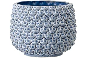 Nordring Ceramic Flower Pot Pino - colorful Planter, Pot for plants, sukkulents Size L (16,5 cm ø) Dia 6,5'' H 5'', Stoneware, blue