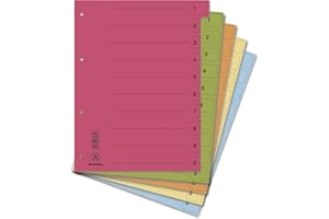 ‎DONAU DONAU 8611001S-99 Trennblätter 50er Pack/Farbe: Farblich Sortiert/Zufallswahl - 10 von jeder Farbe/Karton-Register Ordner überbreit Aus Recycling-Karton/DIN A4 / Blauer Engel/Made in EU