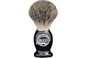 Boti Handmade Shaving Brush - 100% Pure Badger Hair and Black Wooden Handle, can be Used with Safety Razor, Straight Razor, Barber Salon Tool