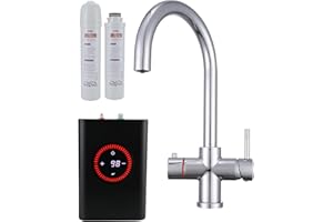Yamataro 4 in 1 Boiling Water Tap Boiling, Filtered Cold, Main Hot & Cold Instant Hot Water Tap with Boiler Unit and Filter Temperature Adjustable WRAS Approved
