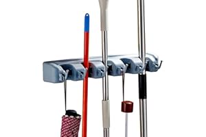 RSI SOGNI D'ORO RS-Italy Portascope e Portaspazzole Da Muro Porta Attrezzi 5 posti 6 ganci Supporto Per Scopa e Spazzolone Salvaspazio