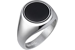 Breil, Anello Collezione Code, Anello in Acciaio Lucido con Pietra Tonda in Onice Nera, Anello dal Design Semplice e Minimal