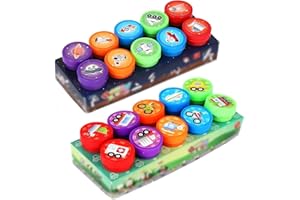 QOCUILC 20 Pezzi Timbri veicoli e universo Autostampanti per Bambini Set di Timbri Cartoni Animati- Giocattoli Multicolore Ideali per Regali di Feste, Ricompense Scolastiche e Compleanni