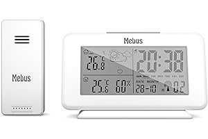 Mebus Funk-Wetterstation, Innen- und Außenthermometer, Farbe: Weiß, Modell: 40690, klein