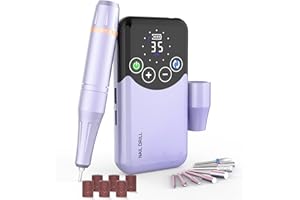 ANBEISTEE Fresa per Unghie Professionale Ricaricabile a 35000 RPM, Controllo Touch Screen, Durata Della Batteria 15+h Kit di Lime Elettriche Portatili per Manicure/Sagomatura/Lucidatura, Viola