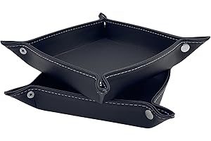Diko.style® Set 2 Vassoi 24cm Svuotatasche da Ingresso in Pelle PU | Corridoio, Camera Da Letto e Scrivania | Vassoio per Gioielli | Nero | Vassoio Organizzatore