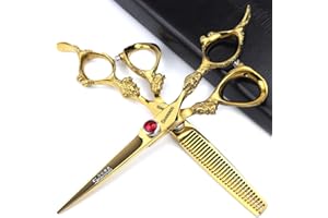 SHARONDS Importazione professionale giapponese di tagliacapelli 440c Tagliacapelli in acciaio 6/7/7.5/8/9 pollici forbici - tagliacapelli per parrucchieri (6 pollici 2 pezzi)