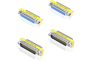 iYueMps 4 Pack DB25 Gender Changer DB25 Male to Male Coupler D-SUB 25Pin Female to Female Connector RS232 25 Pin Data Transfer Port Adapter