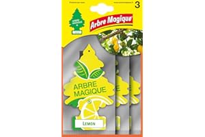 Arbre Magique, Parfum de Voiture, Parfum Citron, Parfum Frais et fruité, durée jusqu'à 7 semaines, fabriqué en Italie, Format Multipack de 3 pièces