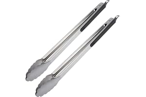 Westmark Pinzas para barbacoa, 2 piezas, longitud: 40 cm cada una, con mangos engomados, acero inoxidable/plástico, Classic Spezial Maxi, plata/negro, 151622E3