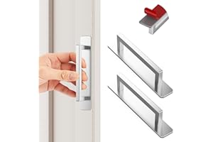 KIKISML 2 Pezzi Maniglie Autoadesive per Mobili, Alluminio Adesivo Tirare la Maniglia per Cassetto Guardaroba Scorrevole Porta Cucina Mobiletto-147mm Argento