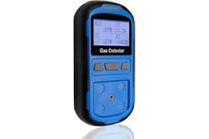 Scondaor Gas Leak Detector for H2S CO O2 and LEL, Portable Multi Gas Detector with Audible, Visual and Vibration Alarms, Handheld 4-in-1 Gas Monitor Meter Digital LCD Display (Blue)