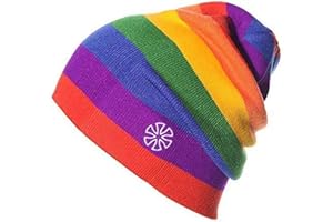 AILOVA Regenbogen Mütze, Damen/Herren Winter-Strickmütze, Gestrickte Wintermütze Doppelstrick Streifenmütze Garn Eltern Kind Mütze Warm Baggy Slouchy Cap für Kopfumfang 55-61cm