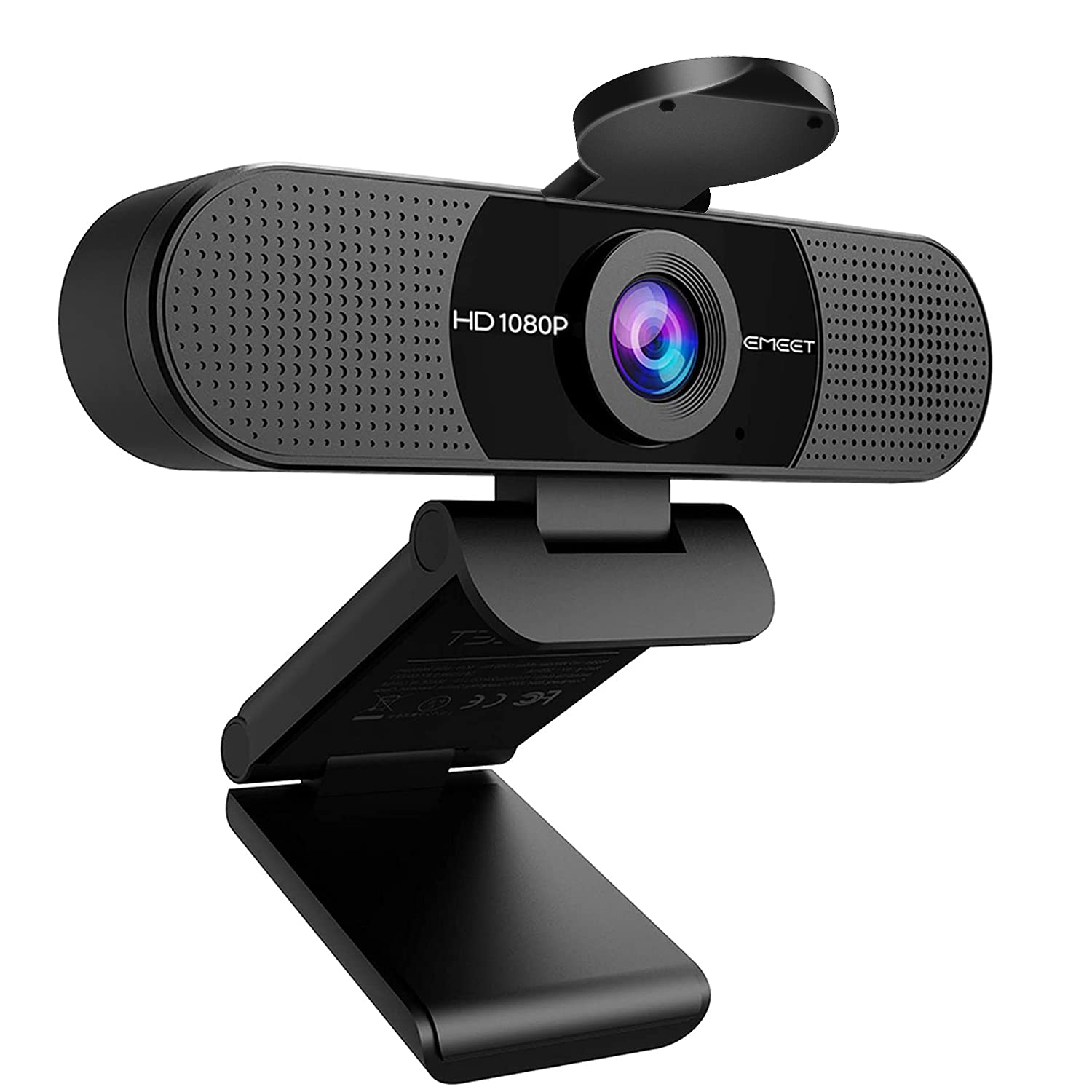 1080P Webcam with Microphone, eMeet C960 Web Camera, 2 Mics Streaming Webcam with Privacy Cover, 90°View Computer Camera, Plu