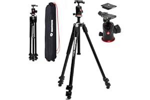 Manfrotto 290XTRA Treppiede Fotocamera in Alluminio con Testa a Sfera 496, 3 Sezioni, 4 Angoli, Blocco Rapido a Leva, Piastra Arca-Swiss, Portata10 kg, Borsa, per Reflex, Mirrorless