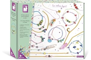 Janod - Coffret 16 Bijoux Pierres Porte-Bonheur à Créer - 3 Colliers et 13 Bracelets - Les Ateliers Bijoux - Kit Loisir Créatif Enfant - Dextérité et Concentration - Dès 8 Ans, J07938