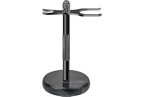 GMYIAK Rasiermesser und Pinsel Ständer,Rasiermesser halter mit Marmorsockel ist stabiler,der Sockel rostet nicht und der eingepasste Schutzabstand schützt Ihre Arbeitsplatte,ein Geschenk(Schwarz)