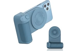BeisDirect Magnetisch Smartphone CapGrip Handy Selfie Stick Magnetische drahtlose Ladegeräte Kameragriff Stabilisator Bluetooth Kamera Telefon Fotografie Stand Für iPhone Samsung Huawei (Blau)