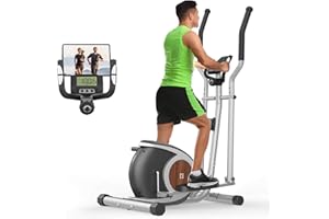 XMIFER Ellitticha Per La Casa, Macchina Ellittica Magnetica con 16 Livelli di Resistenza, Monitor LCD, Pedale Antiscivolo, Portabottiglie, Home Fitness Stepper