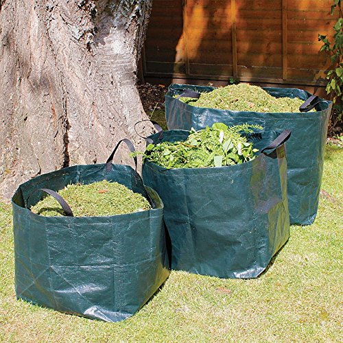 Gartenabfälle Bags Premium- und 3 wiederverwendbare Beutel mit Griffen, 272 Liter Fassungsvermögen Pro Tasche, strapazierfähig & Wasserfest Müll Säcke Best für Gras, Blätter, Bäume, Pflanzen, Blumen, Weed, Hecken und Büsche - 4