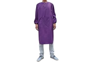 UE STORE Adults Long Sleeve Cooking Kitchen Apron Waterproof Butcher Artist Apron Purple