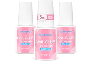 Sularpek Colla per Unghie Finte, 3 * 8ml Colla Unghie Finte Extra Forte, Colla Unghie con Pennello, Colla per Tip per Ricostruzione Unghie, Extension, Restauro e Nail Art