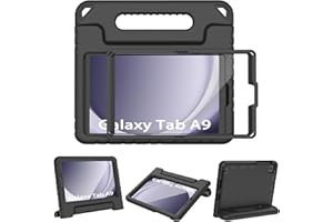 TOPWANT Kids Case with Screen Protector for Samsung Galaxy Tab A9 8.7" 2023 (SM-X110/X115) & Tab A7 Lite 8.7" 2021 (SM-T220/T225), Shokcproof Convertible Handle Stand for Samsung Tab A9 8.7", Black