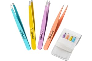SHZDMH Tweezers Set - Professional Stainless Steel Tweezers for Eyebrows - Great Precision for Facial Hair, Splinter and Ingrown Hair Removal