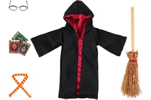 Kaempe Kit Accessori per Elfo Dispettoso, Abiti da Mago per Elfi Natale Elf, Costumi di Natale e Halloween, Idee Regalo per Bambine. Include Scopa, Mini Occhiali, Sciarpa, Mini Libro