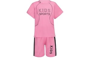 Aiihoo Kinder Jungen Trainingsanzug Sportanzug Set Kurzarm Sportshirt mit Sportshorts Mädchen Jogginganzug Sommer Sportkleidung
