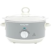 Salter Retro 3.5L Slow Cooker – 3 Heat Settings & Keep Warm, Dishwasher Safe Ceramic Pot, Tempered Glass Lid, Cool Touch Hand