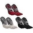 Proberos® 3 Pairs Yoga Socks for Women, Breathable Cotton 5-Toe Socks for Women, Anti Skid Women Socks, Elastic Strap Design for Pilates, Dance, Barre, Home Workout & Barefoot Fitness