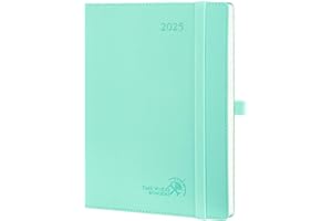 POPRUN Agenda Settimanale 2025 Verticale 22 x 16,5 cm, Copertina Morbida in Pelle Vegana, Planner 2025 con Tag Mensili, Carta Spessa da 100 GSM, Verde