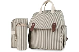 SONARIN Versátil Mochila de Pañales para Bebé,Multifuncional Bolsa de Pañales Bolso Cambiador Viaje Bolsa Bandolera para Pañales Convertible con Cambiador & Bolsa de Botella