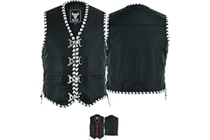 BULLDT Motorrad-Lederweste für Herren, echte Leder-Bikerweste mit Kragen- und Karabiner-Details, Premium Clafskin-Design für Fahrten & Outdoor-Nutzung