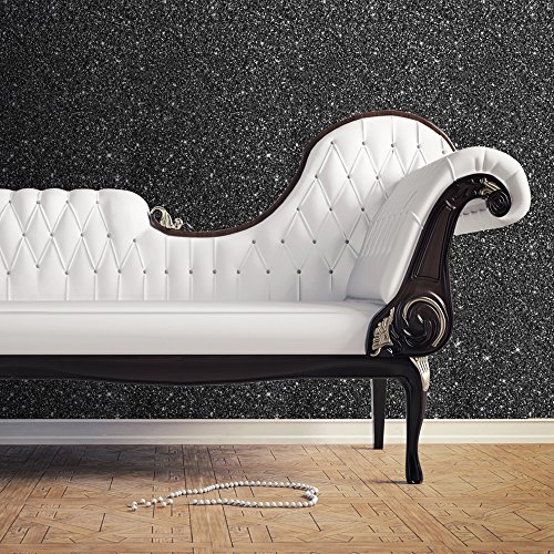 Muriva 701353 Schwarz mit Glitzer Papier Tapete - 2