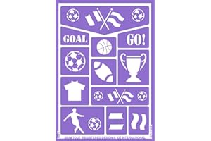 GO MANGA GRIM'TOUT Pochoir Maquillage Enfant - Sport - 21x15 cm - Reutilisable et Lavable - Fête, Kermesse et Anniversaire - Kit Peinture Visage, Dessin, Tatouage Temporaire - Fille, Garçon