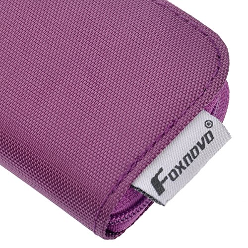 Foxnovo tragbar Case Schutzbox Schutztasche Kartentasche Tasche mit Reißverschluss für 22 SD SDHC MMC CF Micro SD Memory Card Speicherkarten (Viollet) - 4