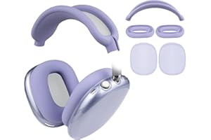 SOULWIT Kit di Protezione per AirPods Max,Copertura per Fascia Headband+Protettore Custodia Case in TPU+Copertura Cover in Silicone per Cuscinetti Auricolari, Accessori Lavabili e Antigraffio-Viola