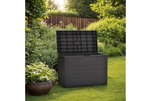 Higsose Baule Giardino Esterno 78x44x55 cm Impermeabile in Plastica - Cassone, Cassapanca, Panca, Contenitore, Cassa Per Esterno - Antracite