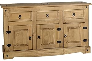 MERCERS FURNITURE Corona 3 Door 3 Drawer Large Sideboard Light Fiesta Wax