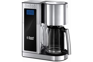 Russell Hobbs Cafetière filtre [Programmable, Technologie WhirlTech pour extraction & arôme optimaux] Elegance (10 tasses, verseuse en verre 1,25L, Maintien au chaud, 1600W) Machine à café 23370-56