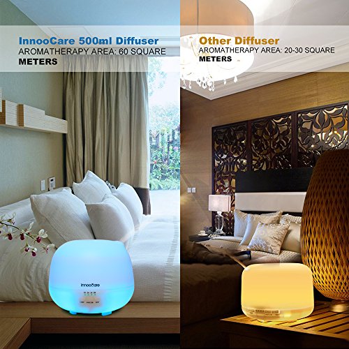 InnooCare Aroma Diffuser 500ml Diffusor Ultraschall Luftbefeuchter Kalten Nebel Technologie Abschaltautomatik Raumbefeuchter mit 7 LED Farbwechsel und Ebook für Babies Yoga Kinderzimmer Schlafzimmer Büro usw. - 4