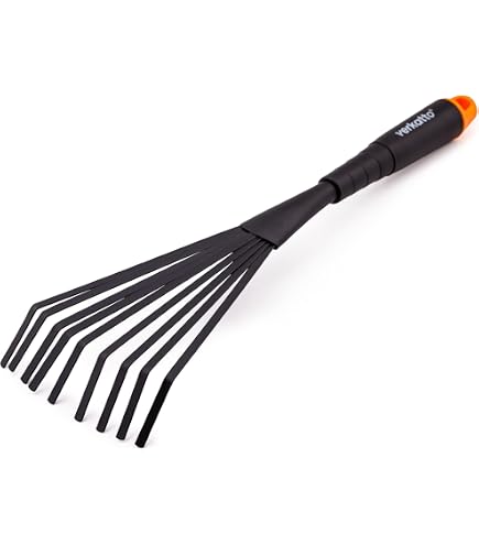 DOITOOL Garten Handrechen 2-teilig – Fächerförmig, Schwarz, Für Laub Und Kleine Beete