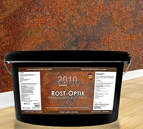 Rostoptik Wandfarbe-Rosteffekt 2 x 2,0 Liter+ Effektbürste- all in One - Super Design für ca. 30m²