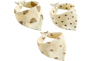 WMUVAZA Baby Lätzchen, 3 Stück Dreieckstuch, Lätzchen Baby Absorbierende Dreieckstuch, Weiche Sabberlätzchen, mit Verstellbares Druckknopf, für Säugling Kleinkinder Jungen Mädchen, mehrfarbig