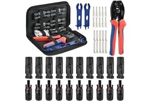 BOPEUY Juego de Herramientas de Crimpado Solar para 2,5/4/6 mm² - 1 Tenazas de Crimpado, 10 pares Conector Solar Fotovoltaico, 10 pares Conectores Macho Hembra, 2 llaves, para Sistema Fotovoltaico