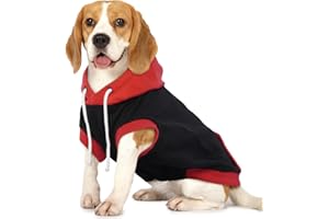 Hjumarayan Hoody Hund - Hunde Hoodie Mittlere Hunde Ärmellose Hoodie Hund Farbblock Hundesweatshirt Baumwoll Hundepullover Hoodie Hunde Kapuzenpullover für Frühling, Herbst und Winter (Rot XL)